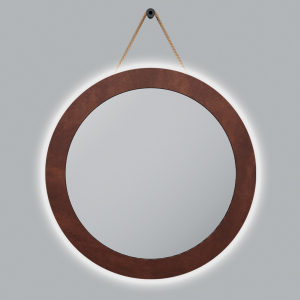 SPECCHIO TWINE IN ACCIAIO FINITURA CORTEN LED E CORDA